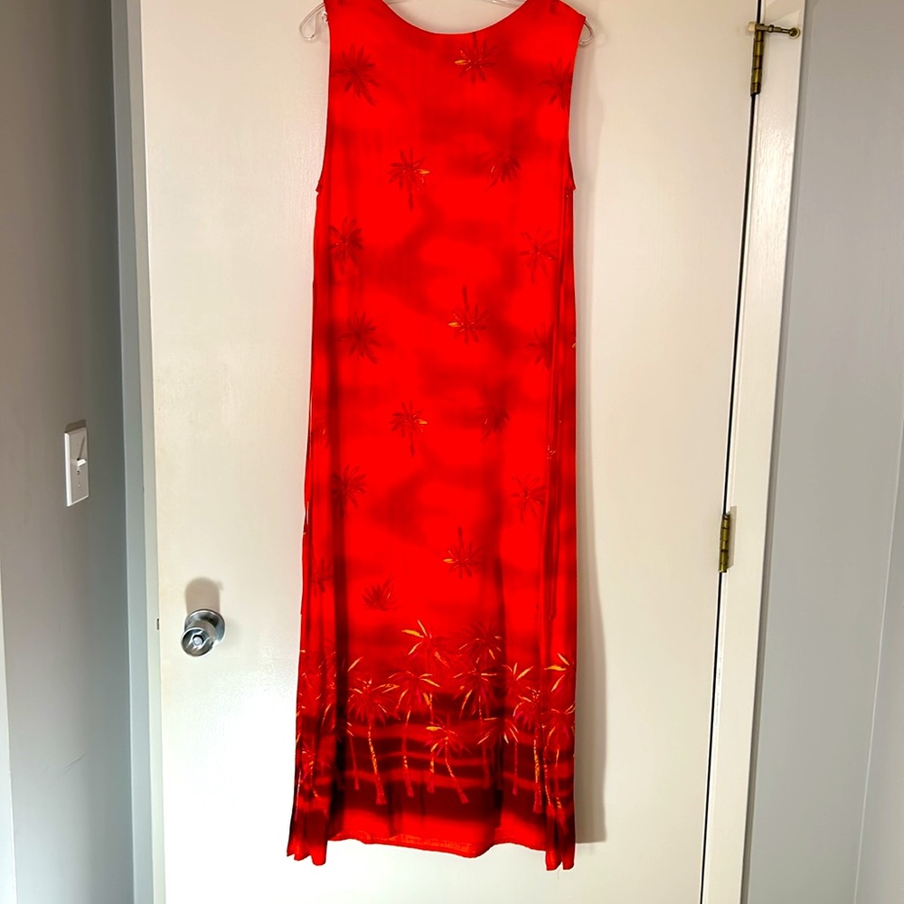 NWT R&K Originals sleeveless sheath style orange tropical sun dress, size 12 - Picture 3 of 10